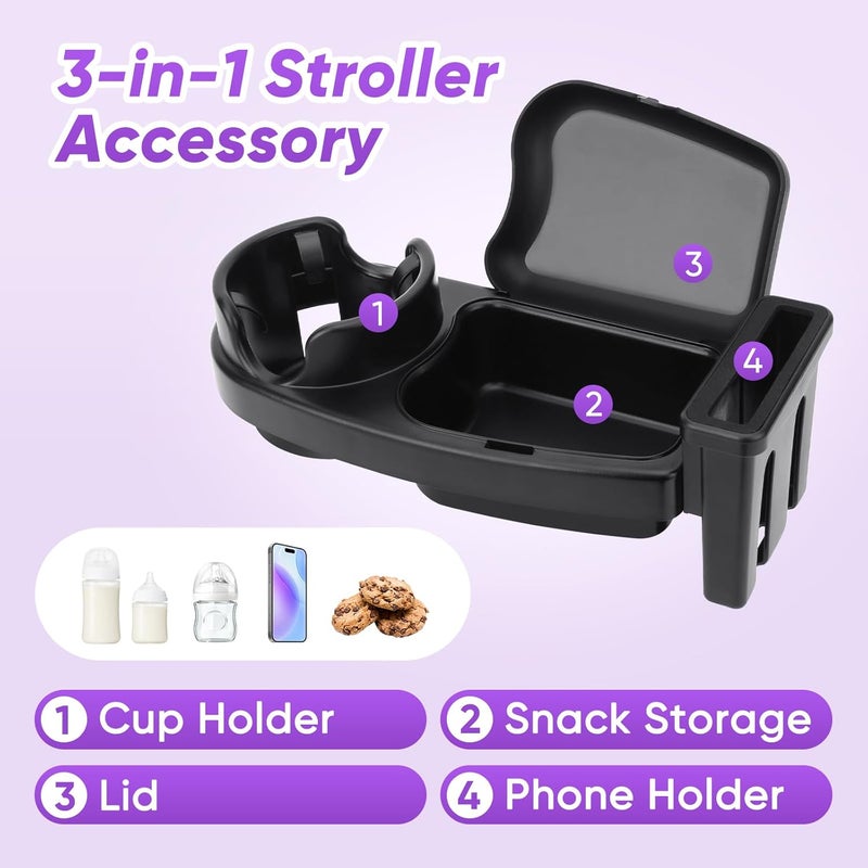 Mypin Universal Stroller Snack Tray with Cup and Phone Holder - Image 3